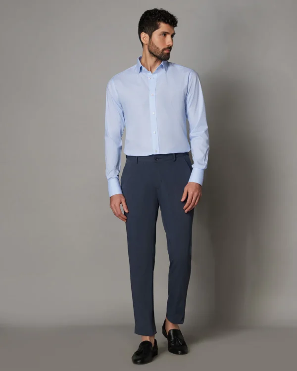 Marcoe Giza Cotton Micro-Checked Shirt - Light Blue - Image 2