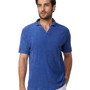 Marcoe Terry Towel Polo T-Shirt - Dark Blue