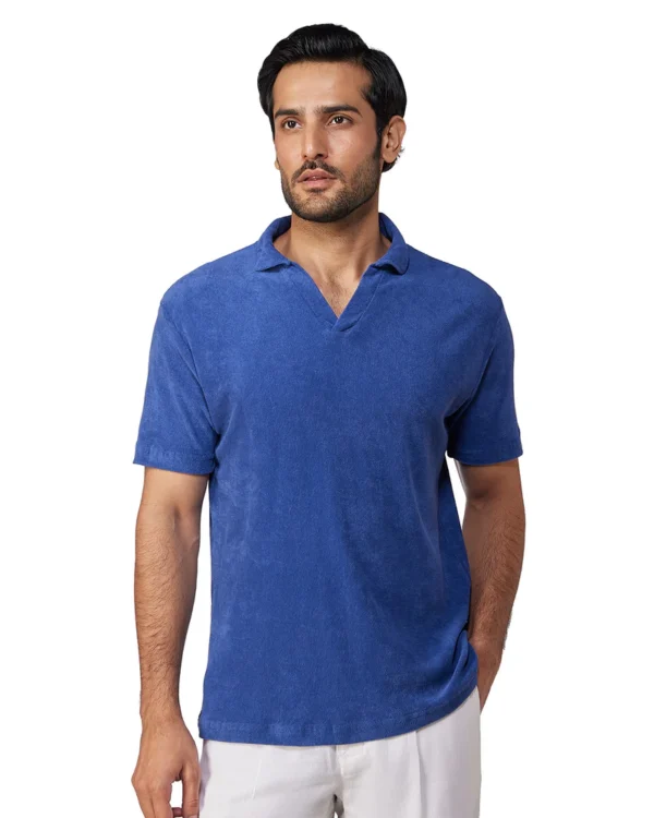 Marcoe Terry Towel Polo T-Shirt - Dark Blue