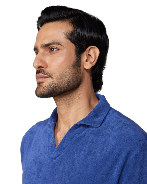 Marcoe Terry Towel Polo T-Shirt - Dark Blue - Image 2