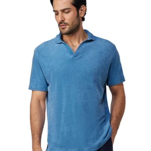 Marcoe Terry Towel Polo T-Shirt - Ocean Blue