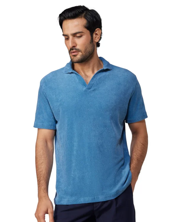 Marcoe Terry Towel Polo T-Shirt - Ocean Blue