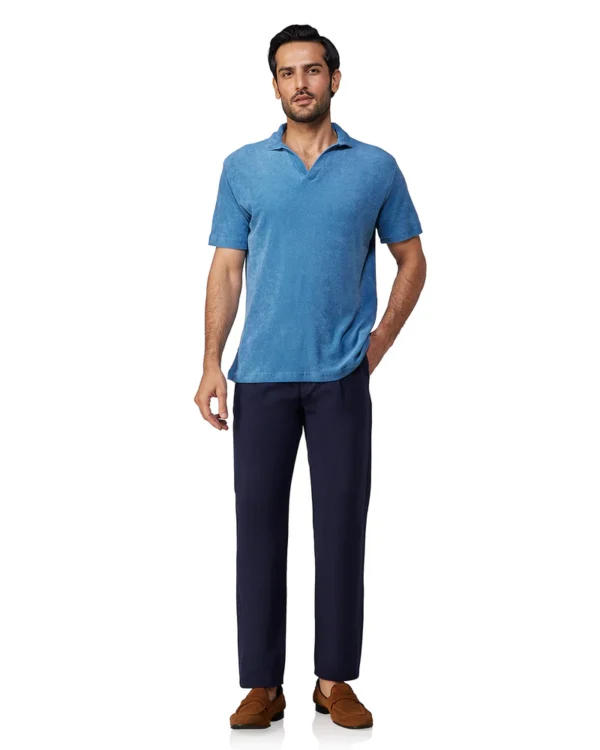 Marcoe Terry Towel Polo T-Shirt - Ocean Blue - Image 2