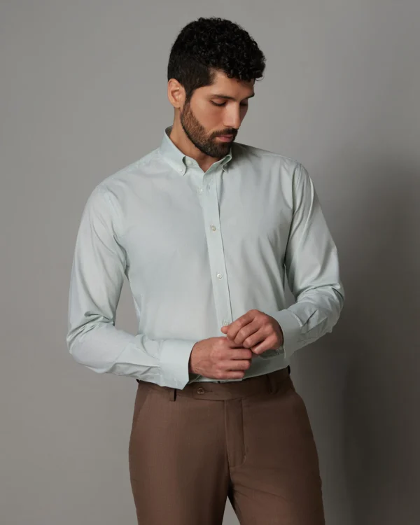 Marcoe Cotton Micro-Checked Shirt - Green - Image 2
