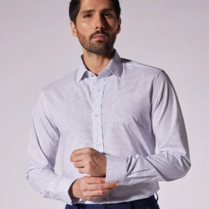 Marcoe Cotton Graph Checked Shirt - Dark Blue