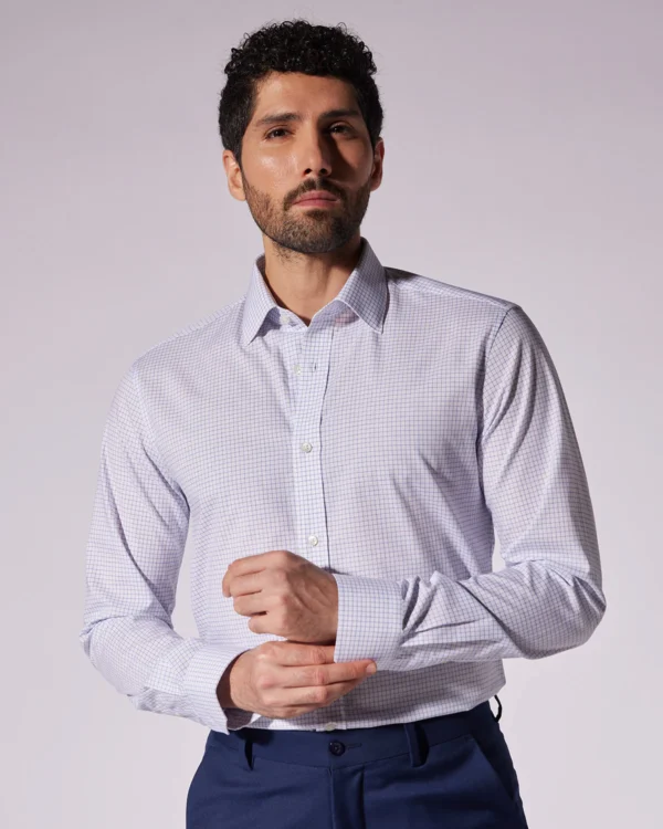Marcoe Cotton Graph Checked Shirt - Dark Blue