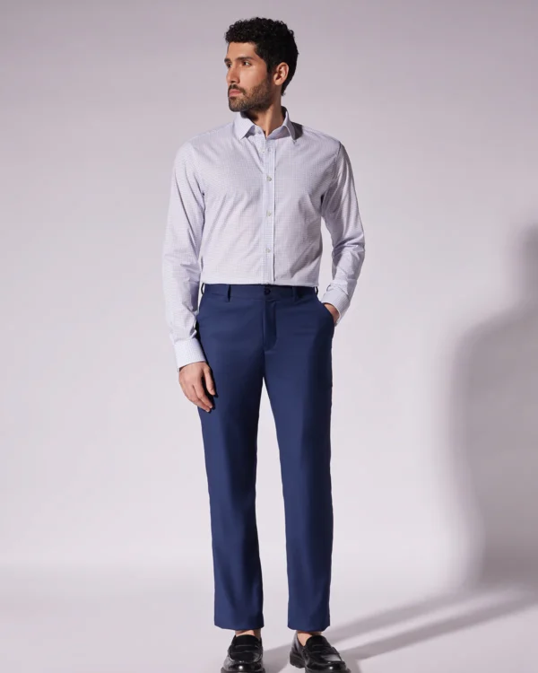 Marcoe Cotton Graph Checked Shirt - Dark Blue - Image 2